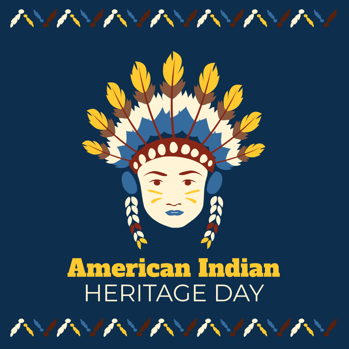 American Indian Heritage Day Cartoon Vector Template