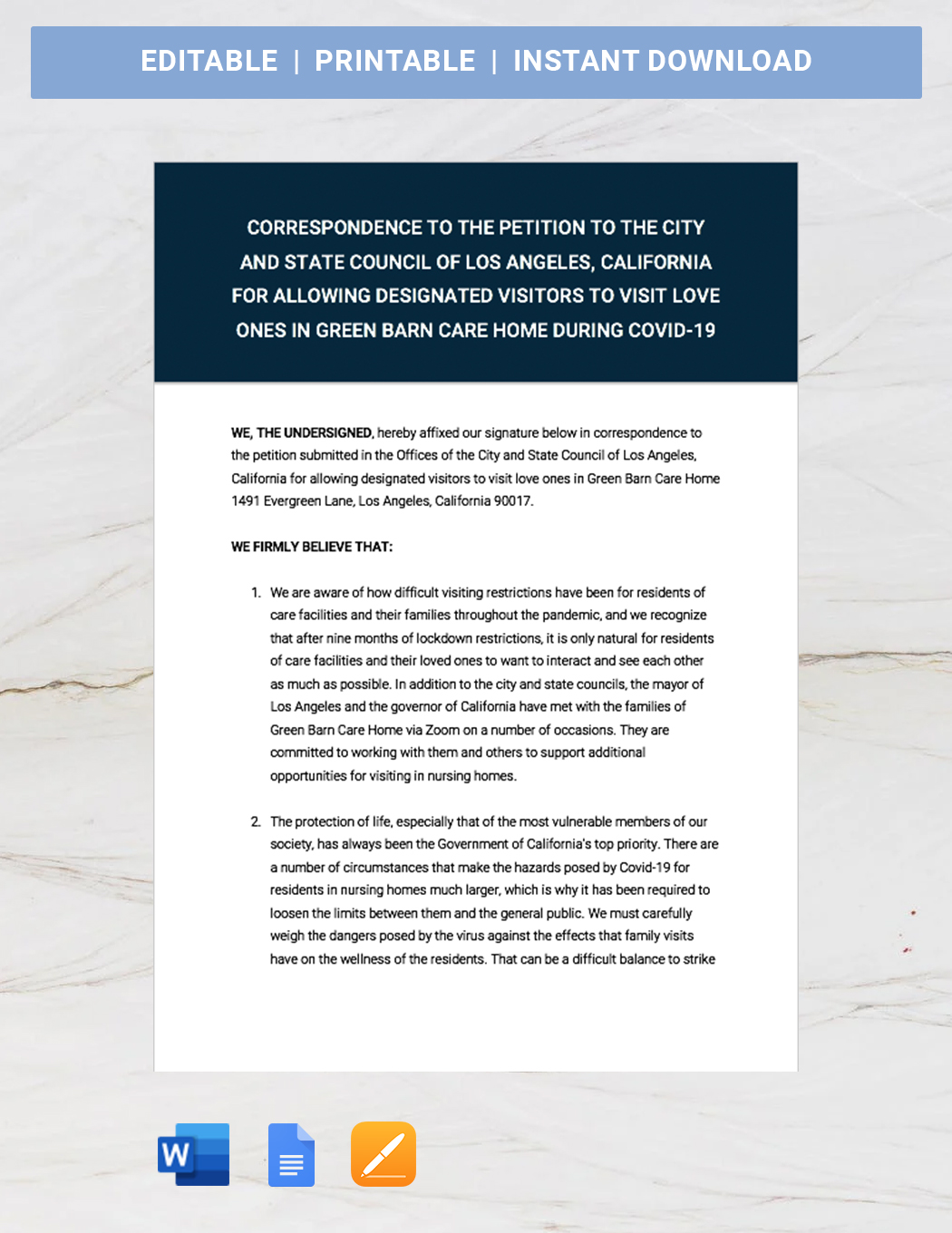 HOA Petition Template Download in Word Google Docs Apple Pages