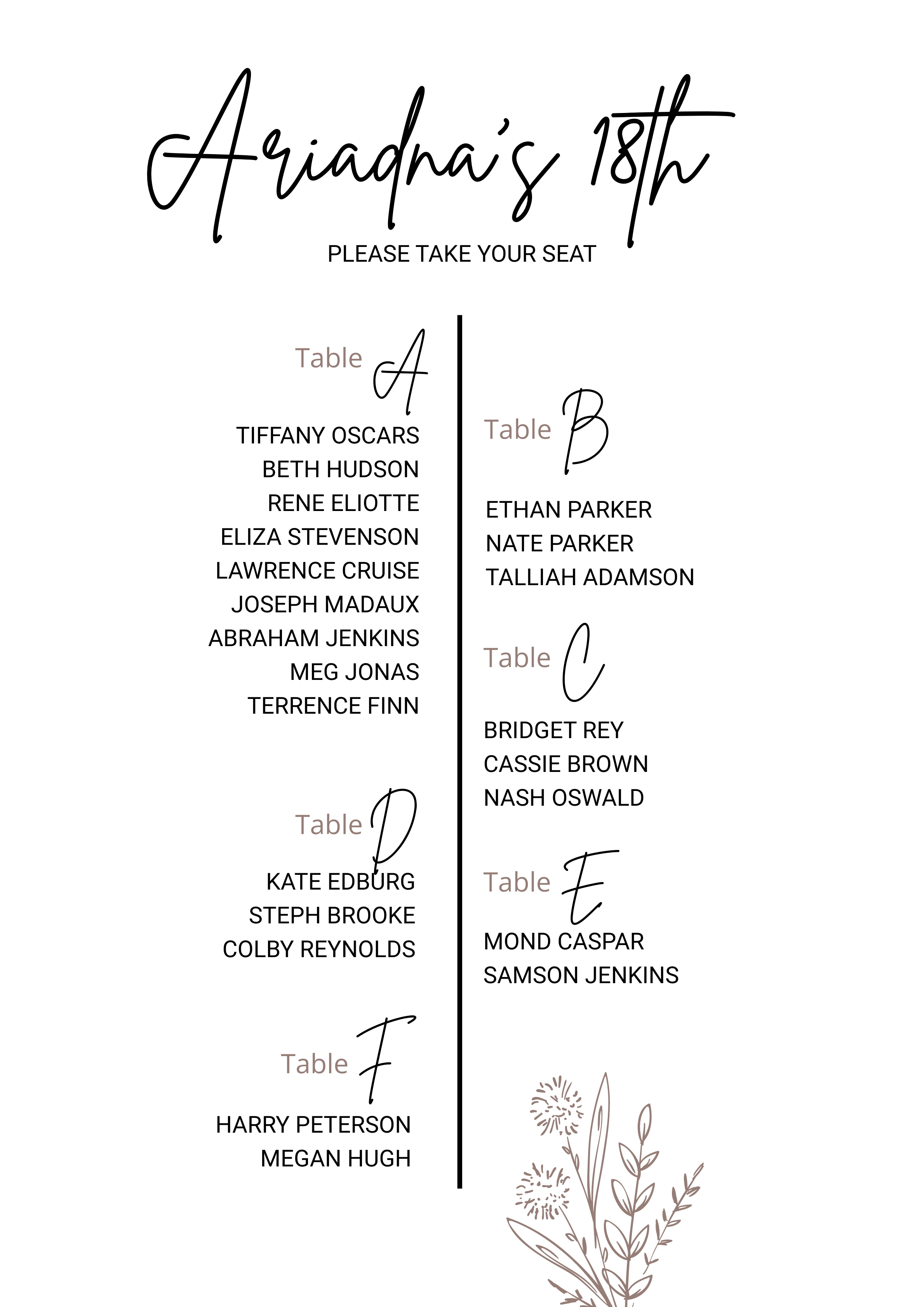 Banquet Table Seating Chart Template - Edit Online & Download Example