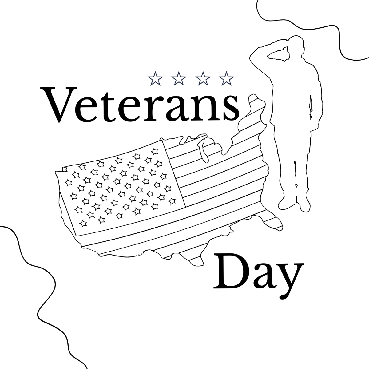 Happy Veterans Day Drawing Template