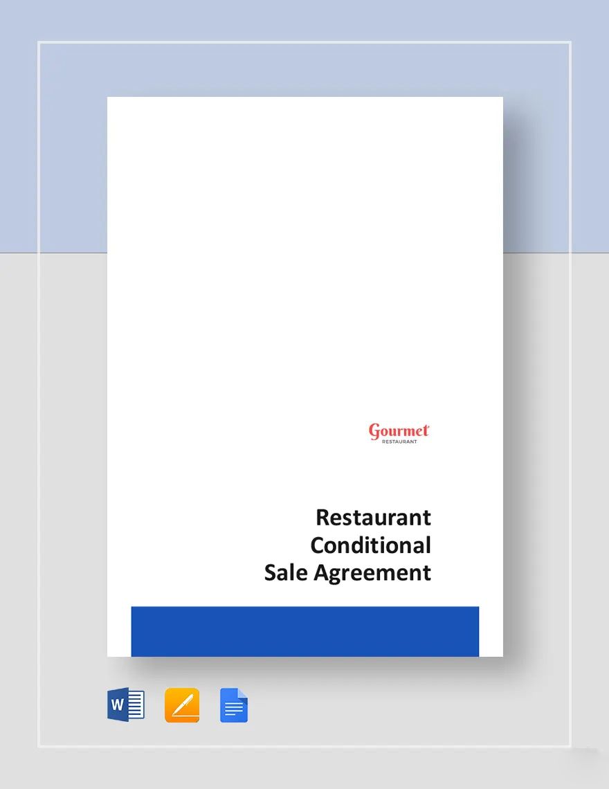 Restaurant Conditional Sale Agreement Template