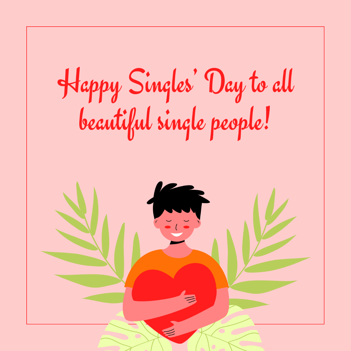 Free Singles Day Greeting Card Vector Template