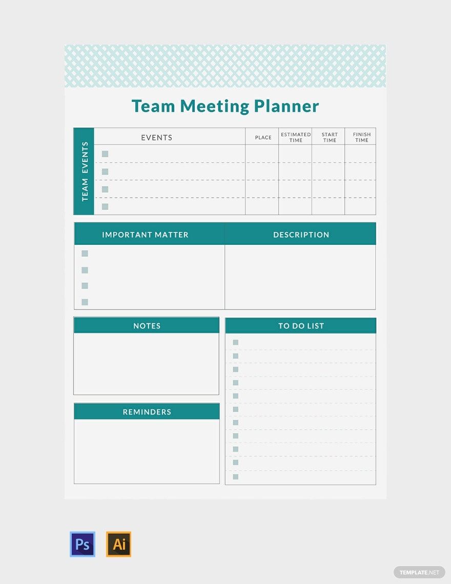 Team Meeting Planner Template