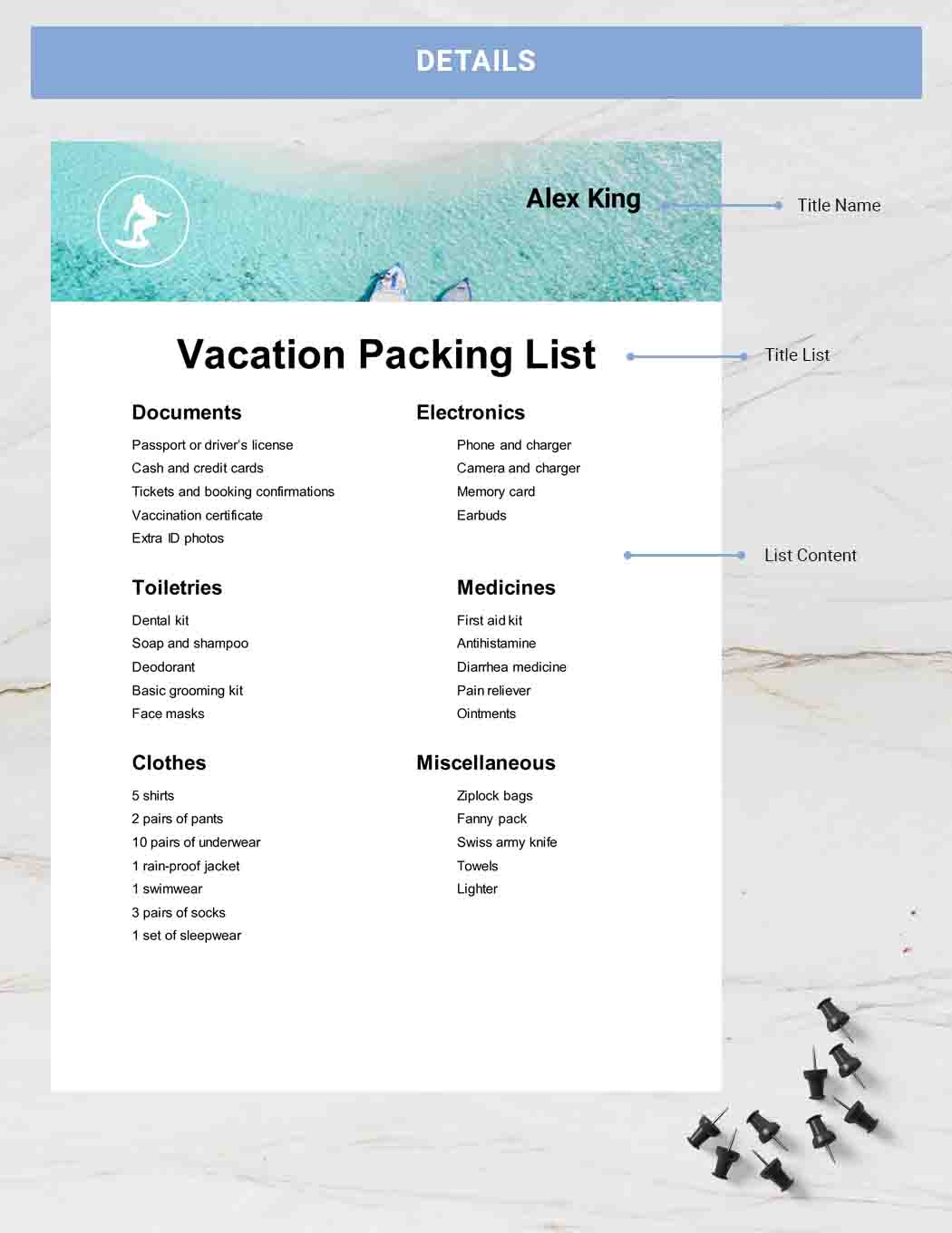 Vacation Packing List Template - Google Docs, Word, Apple Pages ...