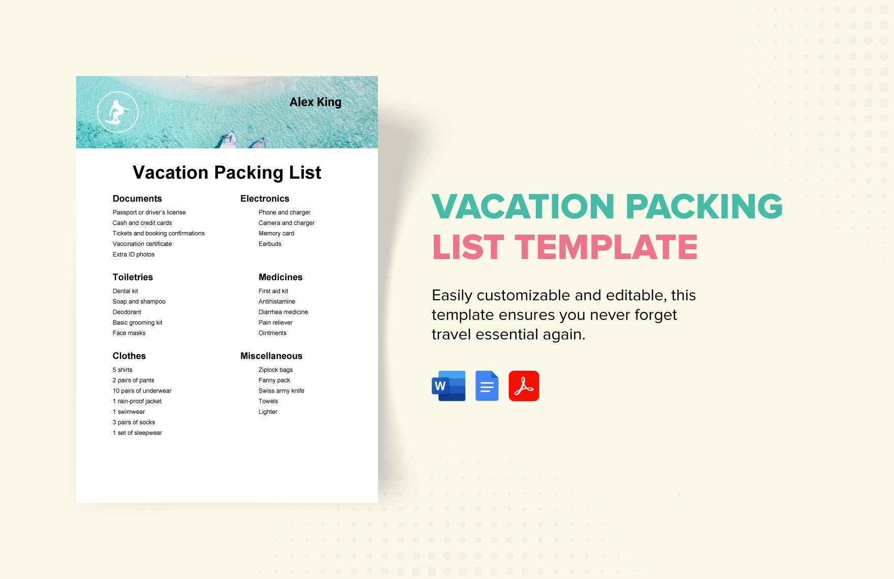 Vacation Packing List Template