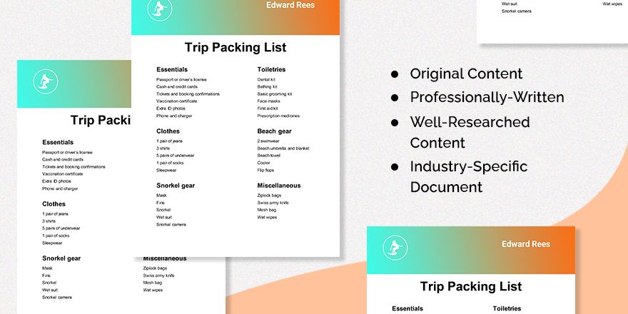 Trip Packing List Template