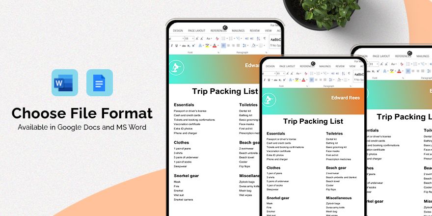 Trip Packing List Template
