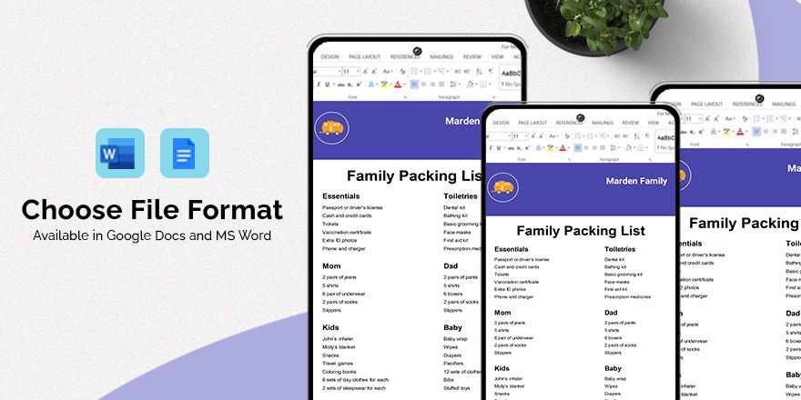 Family Packing List Template