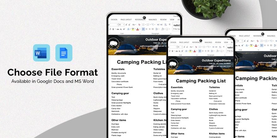 Camping Packing List Template