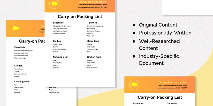 Carry-on Packing List Template