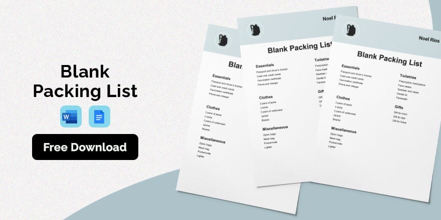 Free Blank Packing List Template