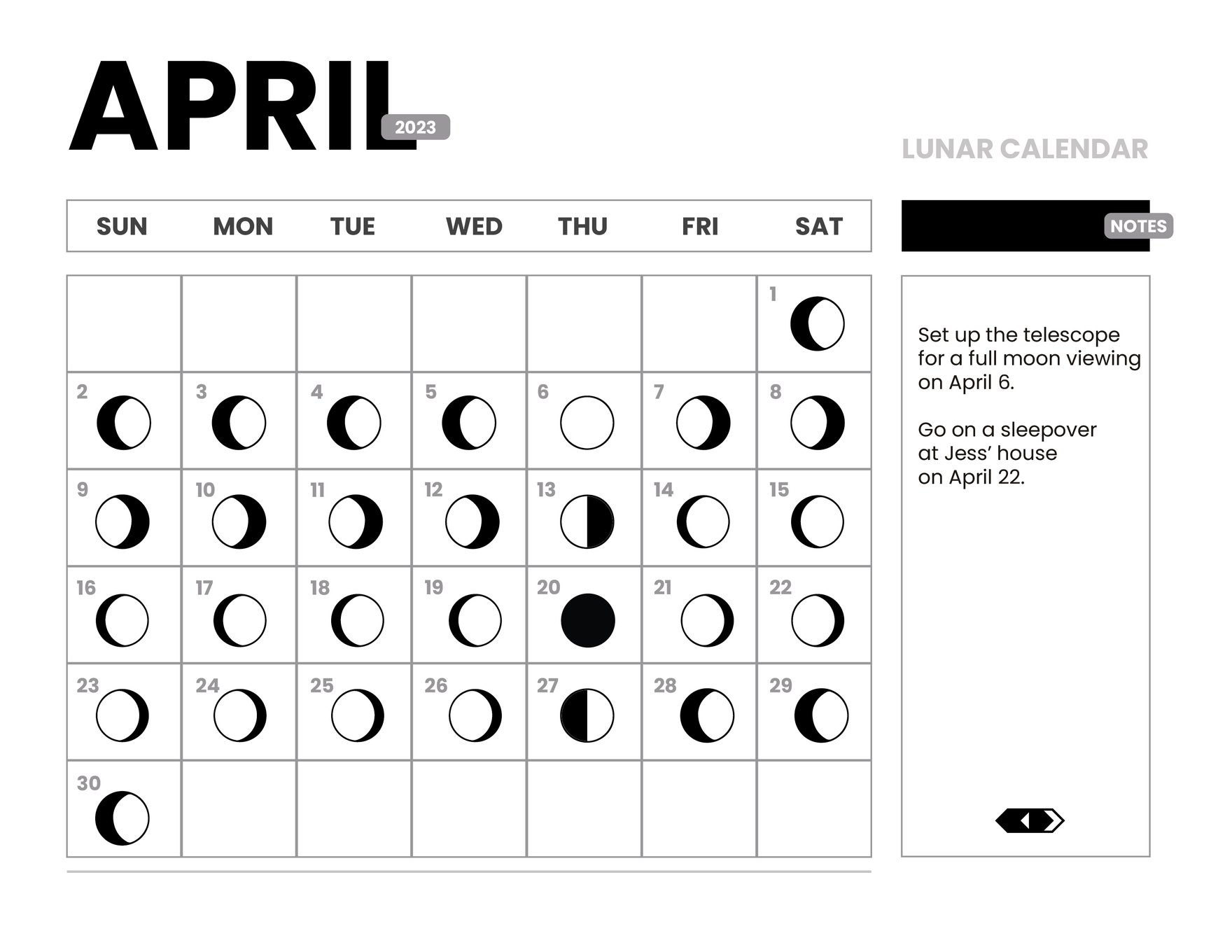 Lunar Calendar April 2023
