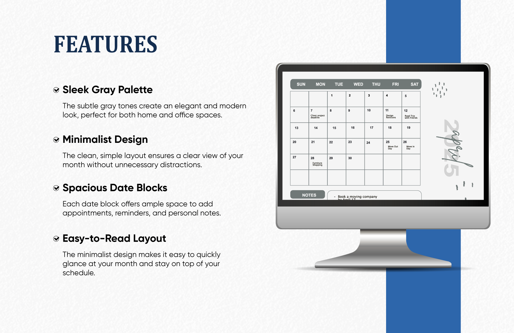 Pretty April 2025 Calendar