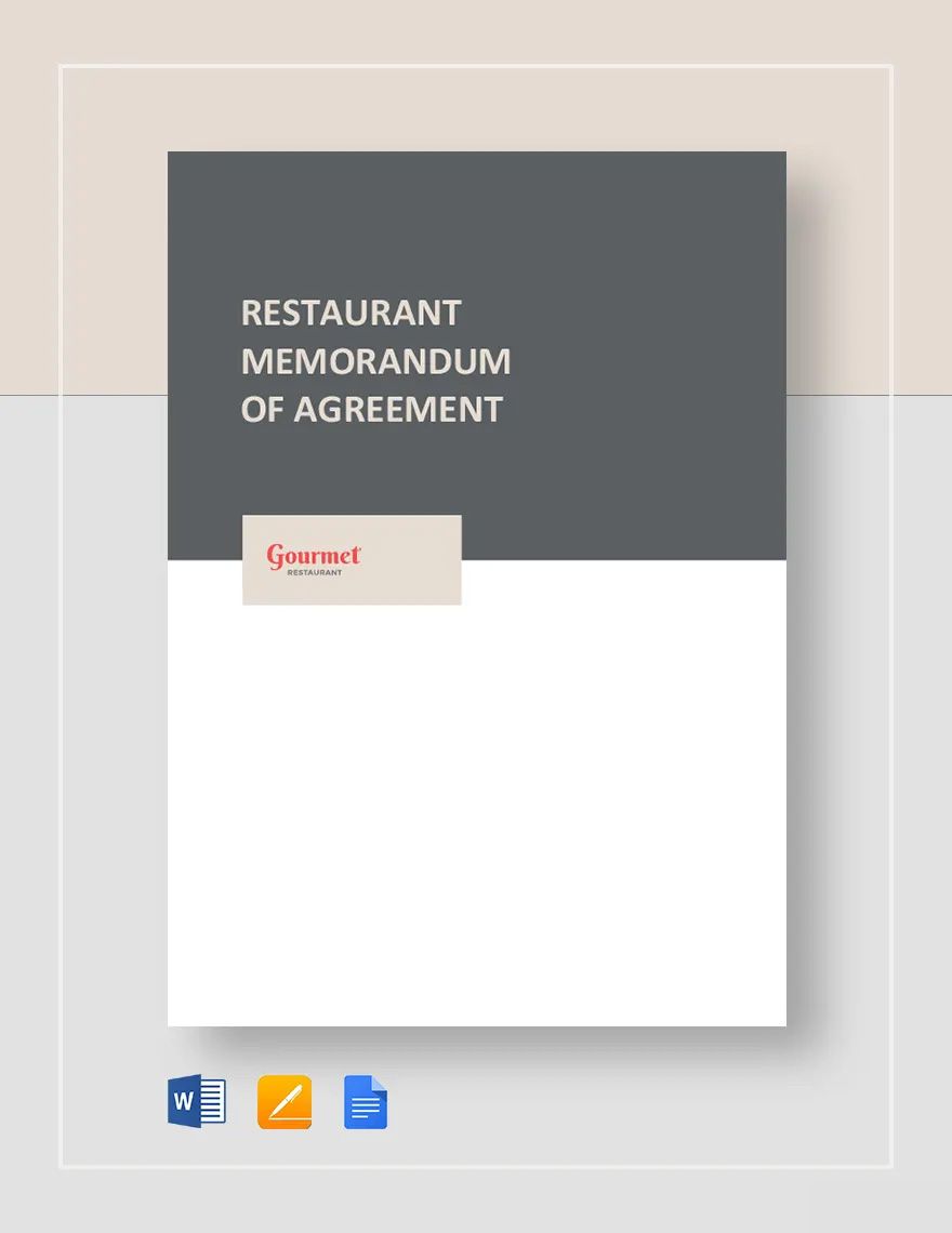 Restaurant Memorandum of Agreement Template