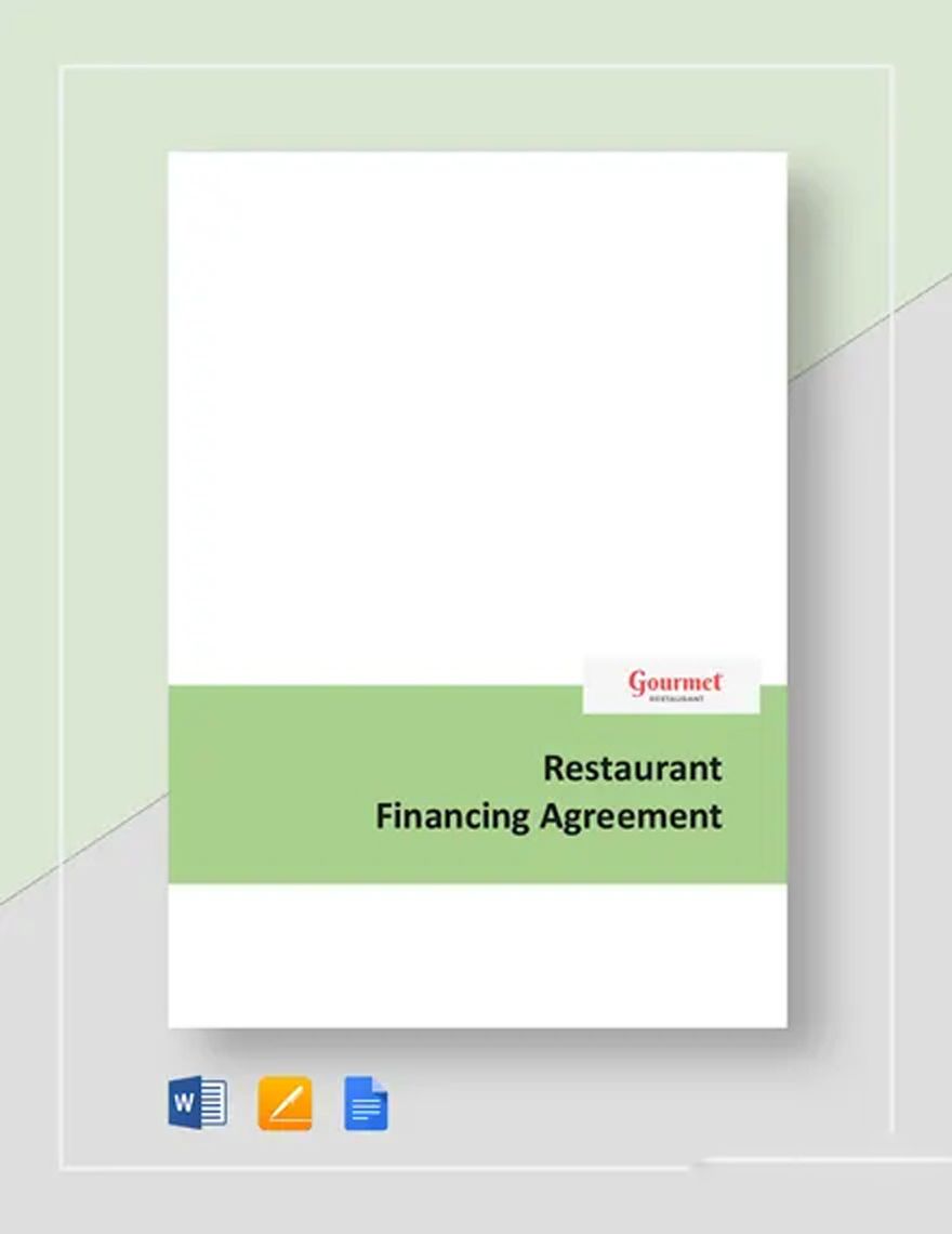 Restaurant Financing Agreement Template