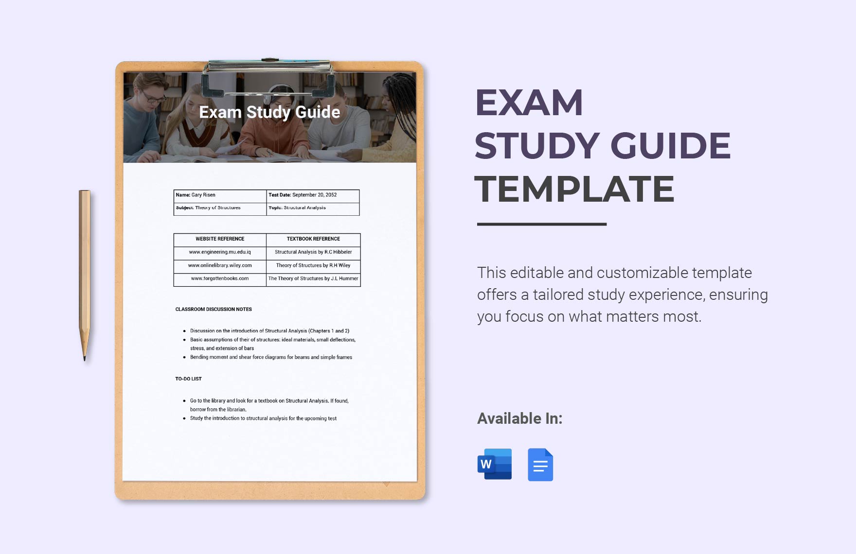 Exam Study Guide Template in Word, Google Docs