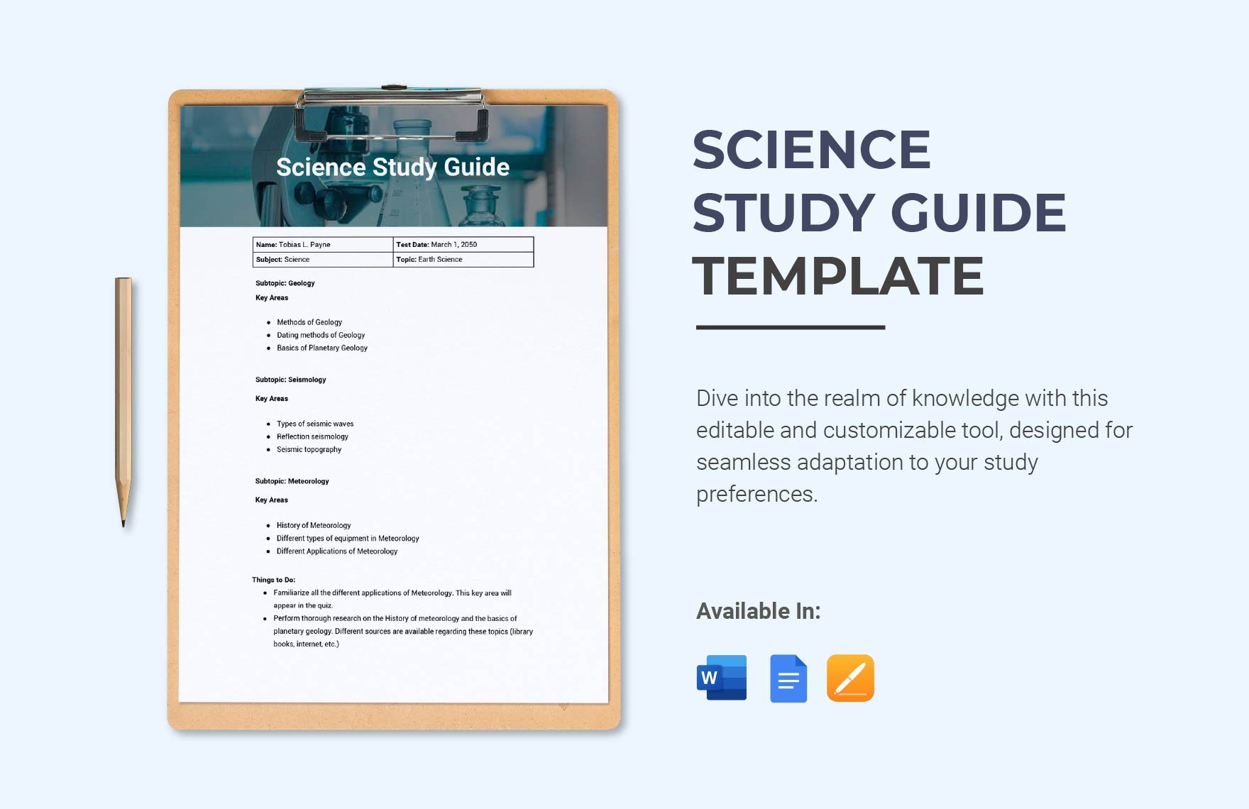 Science Study Guide Template