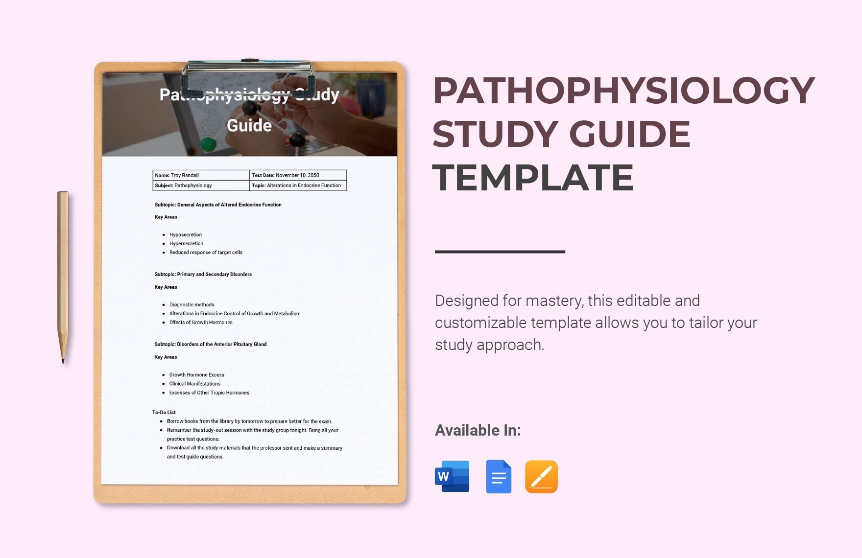 Pathophysiology Study Guide Template