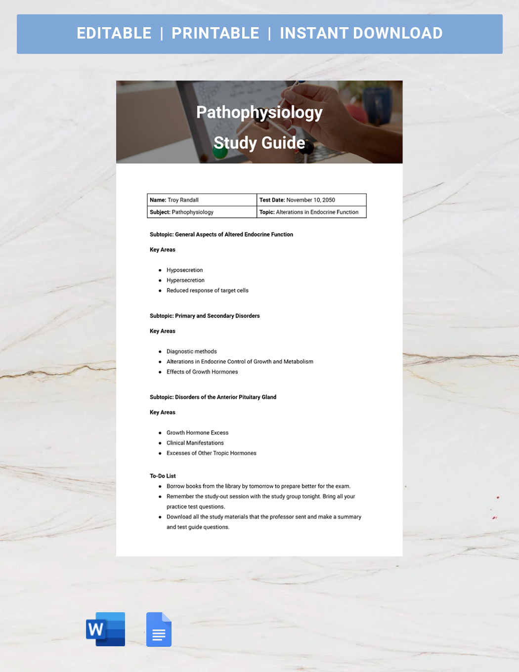 Google Docs Study Guide Template