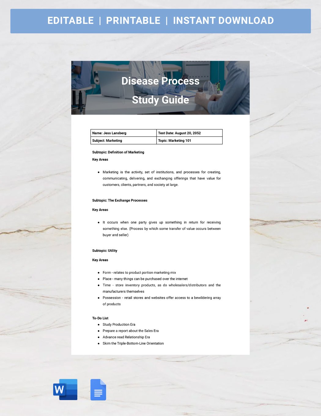 Disease Process Study Guide Template