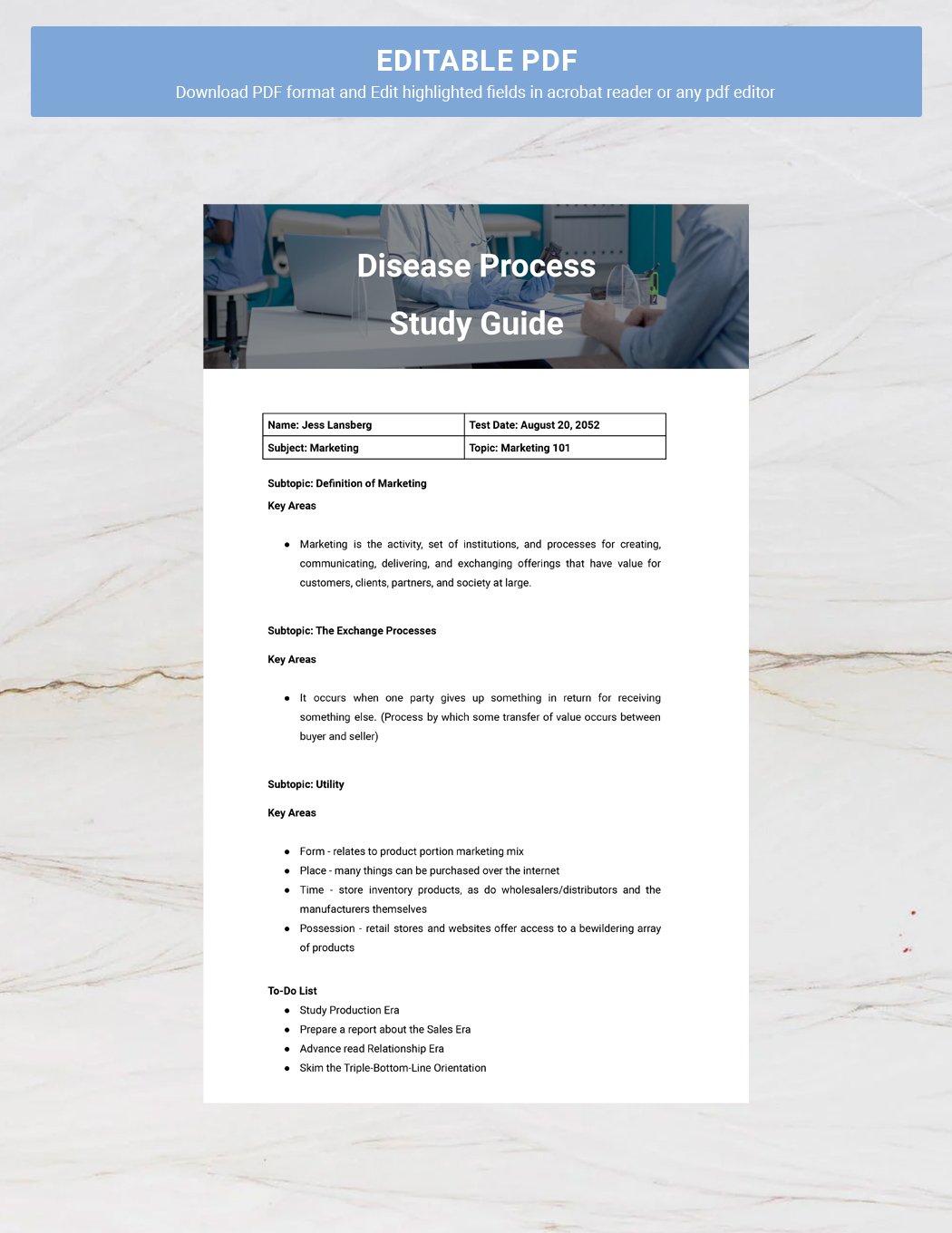 Disease Process Study Guide Template