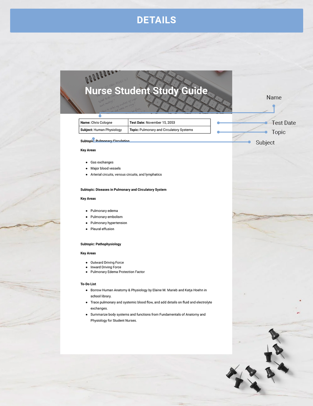 Nurse Student Study Guide In Word Google Docs Pages Download 