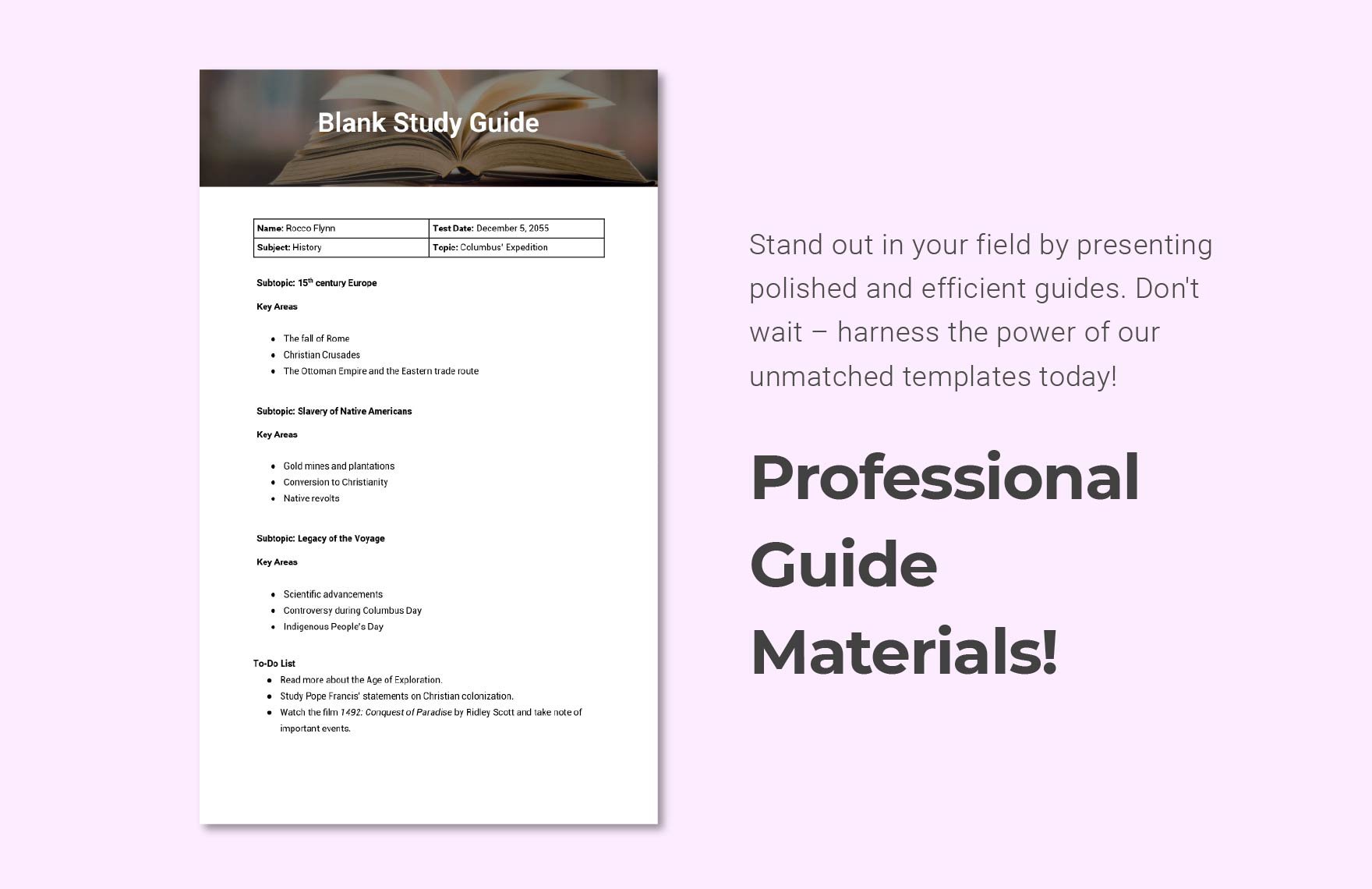 Blank Study Guide Template
