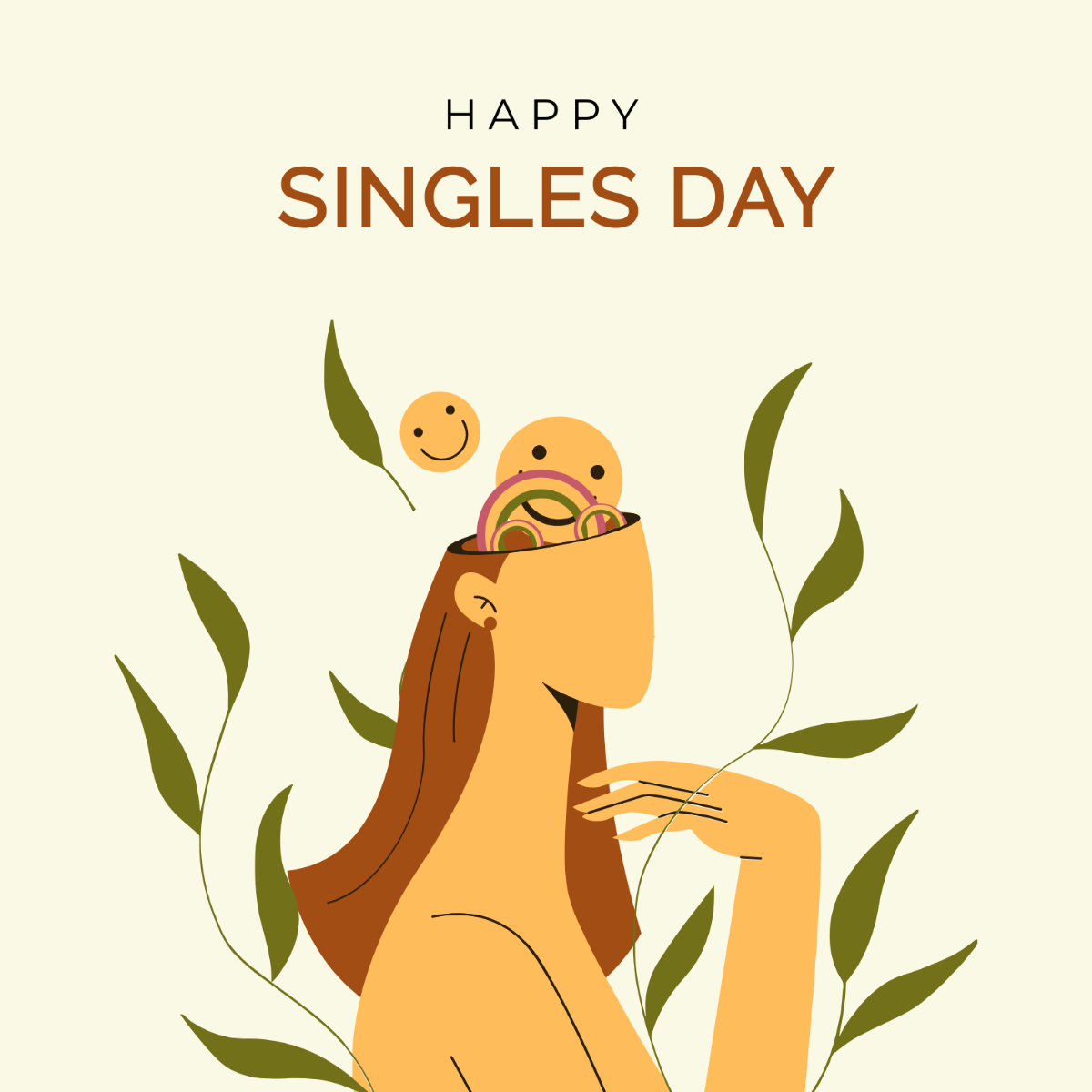 Free Singles Day Illustration Template