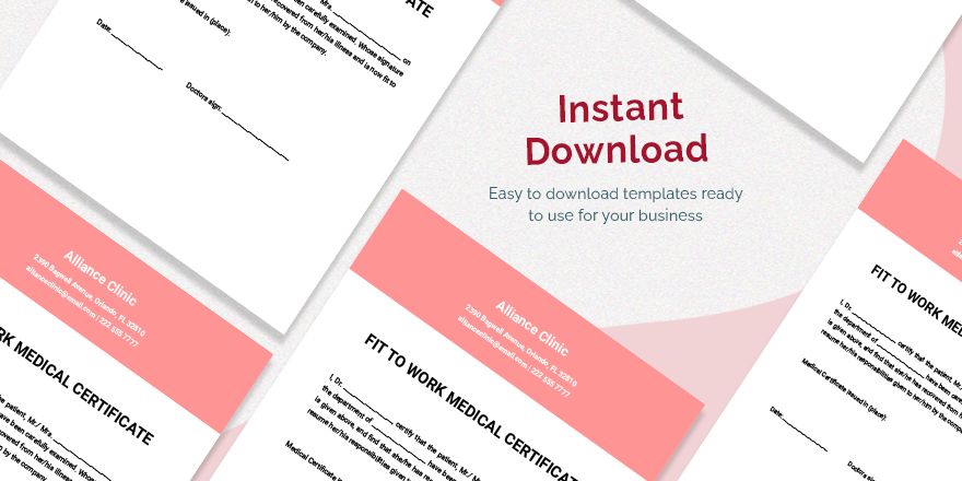 Fit To Work Medical Certificate Template