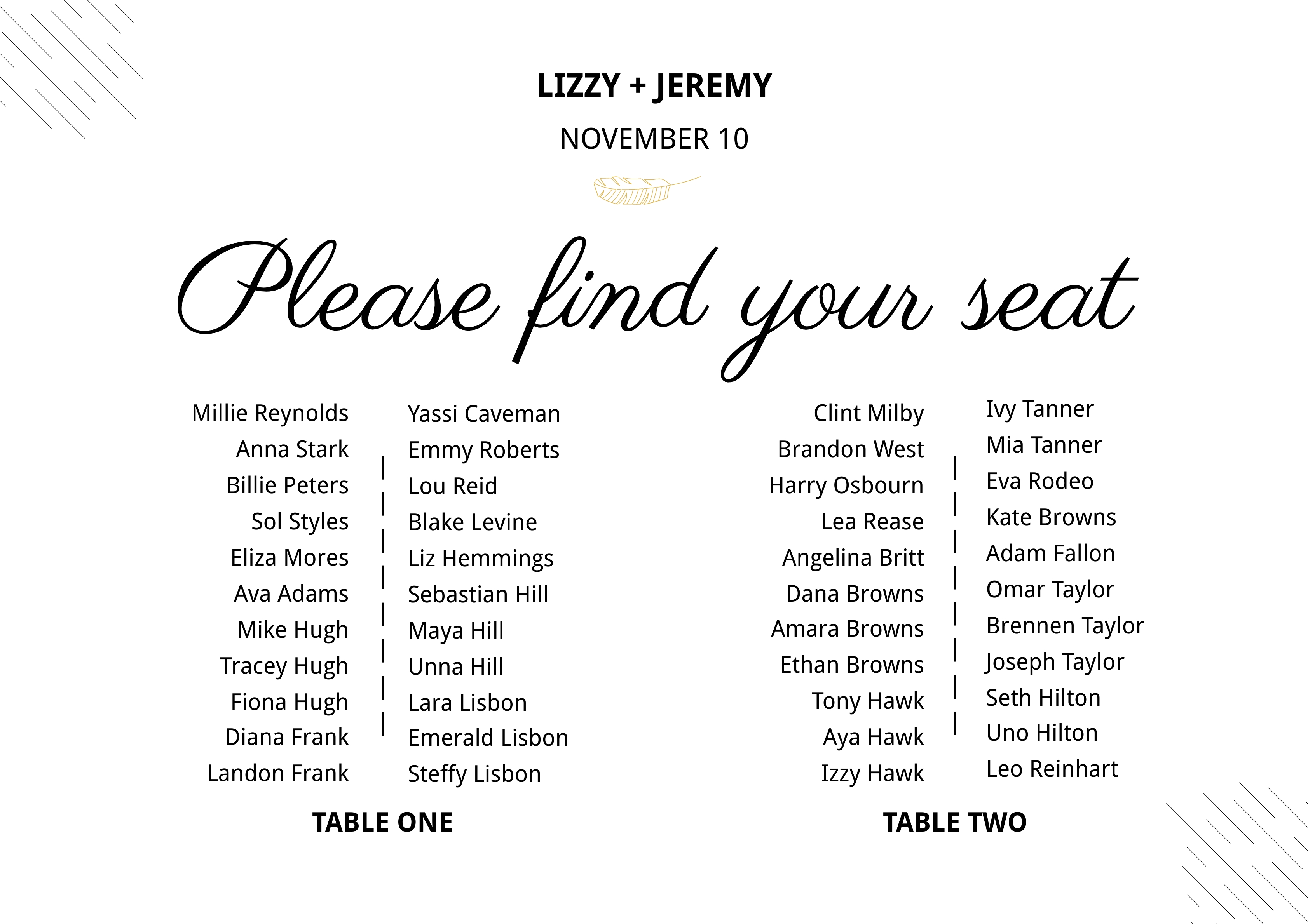 Free Long Table Seating Chart Download In PDF Illustrator Template