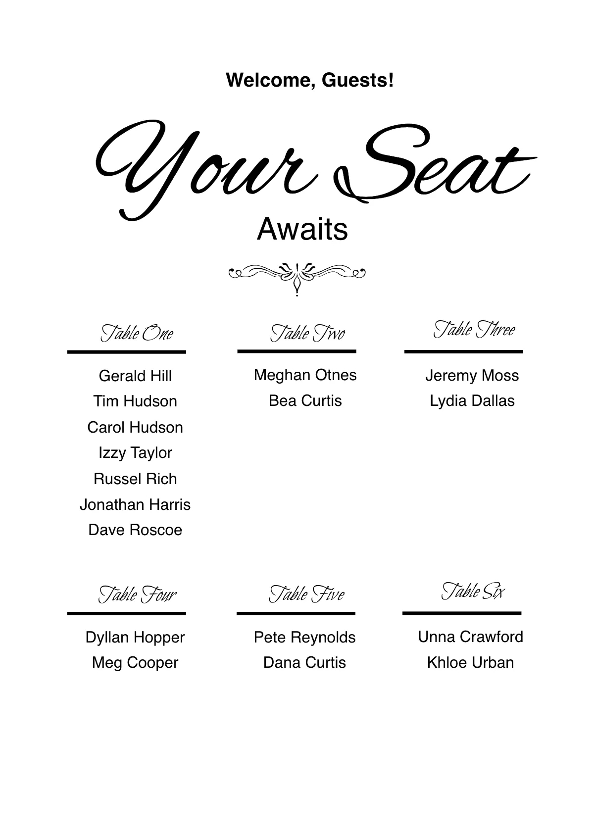 Free Wedding Seating Chart Templates Editable And Printable Free Wedding Seating Chart Templates Editable And Printable