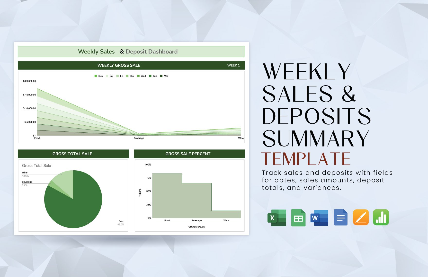 Weekly Sales & Deposits Summary Template in Google Docs, Word, Apple Pages, Excel, Google Sheets, Apple Numbers - Download | Template.net