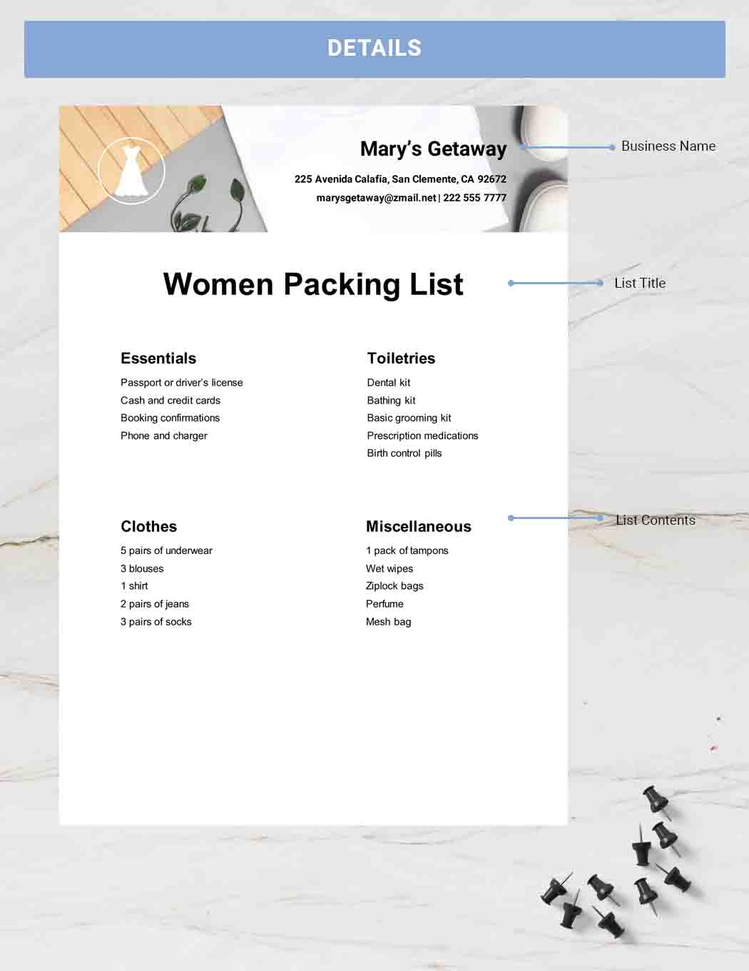 Women Packing List Template Google Docs, Word, Apple Pages