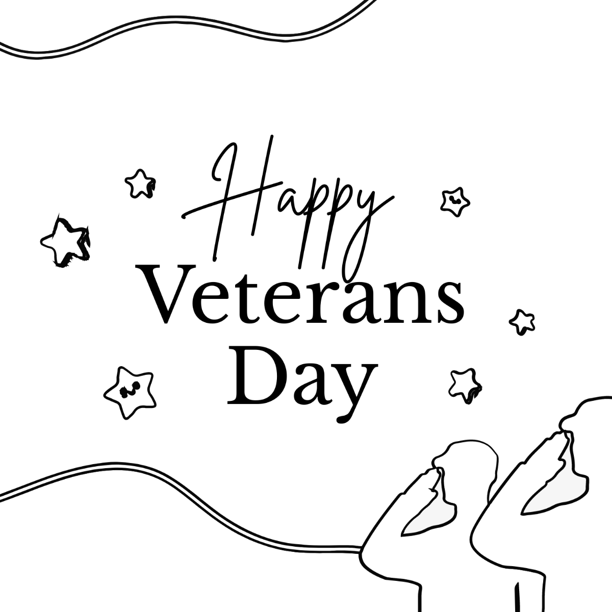 Free Cute Veterans Day Drawing Template
