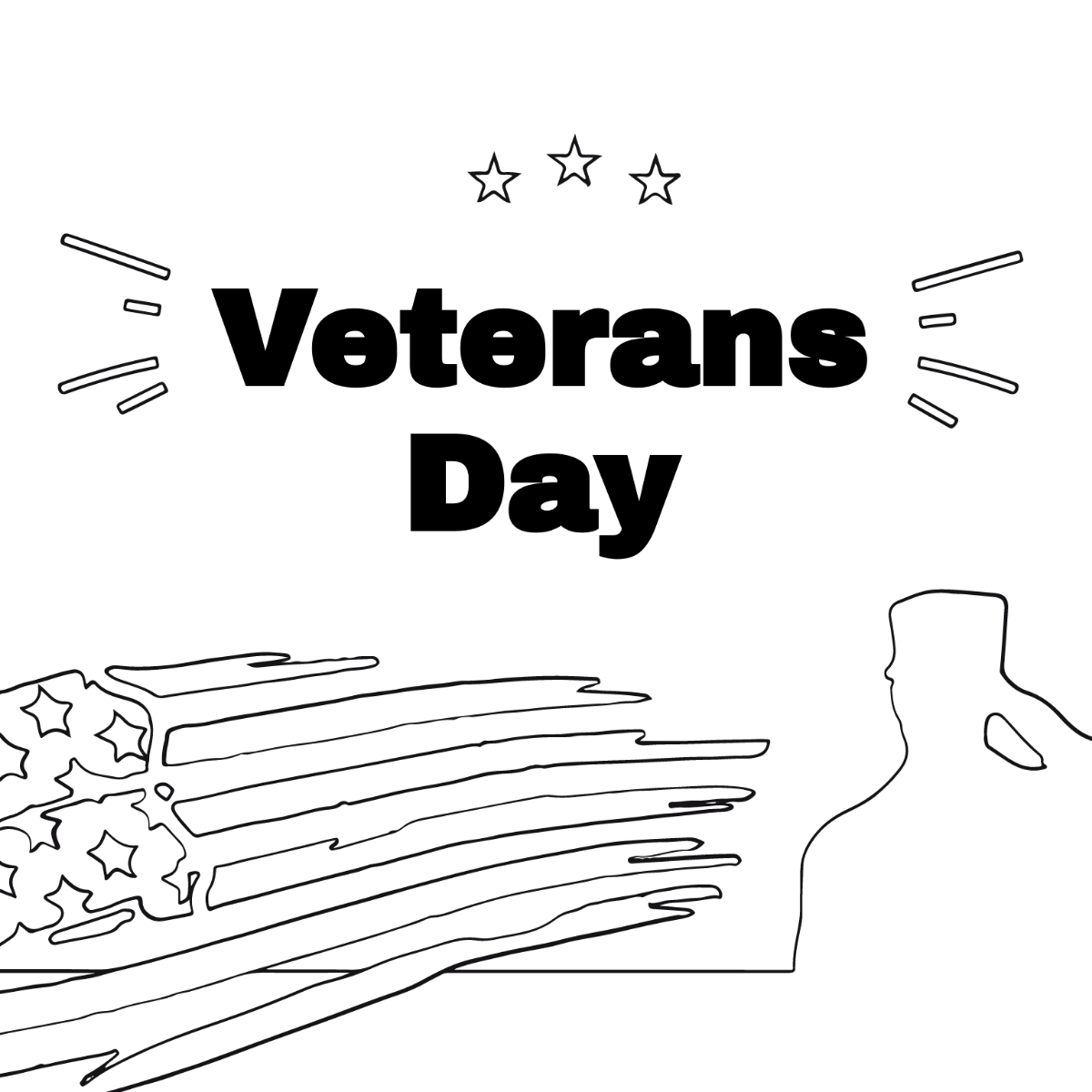 Free Veterans Day Cartoon Drawing Template