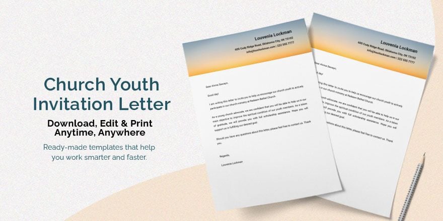 Church Youth Invitation Letter