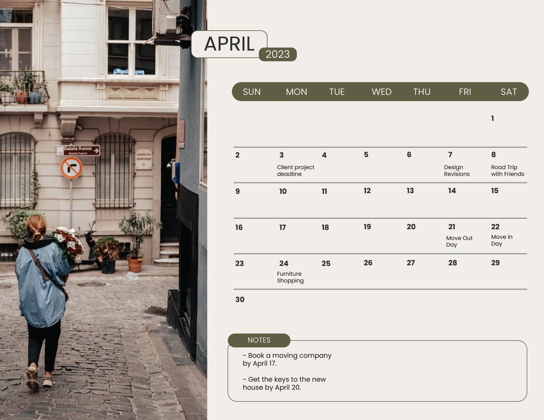 April 2023 Photo Calendar Template in Word, Illustrator, PSD