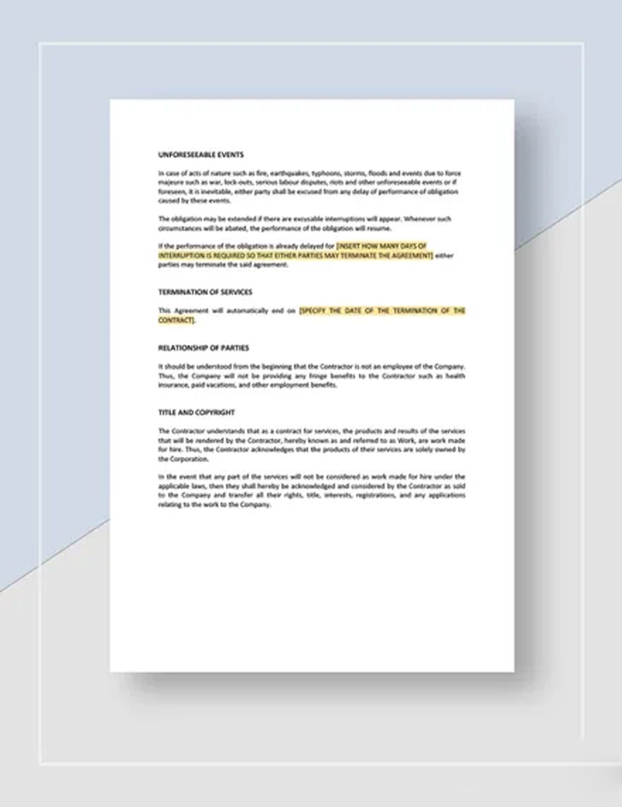 Restaurant Work for Hire Agreement Template - Google Docs, Word, Apple ...