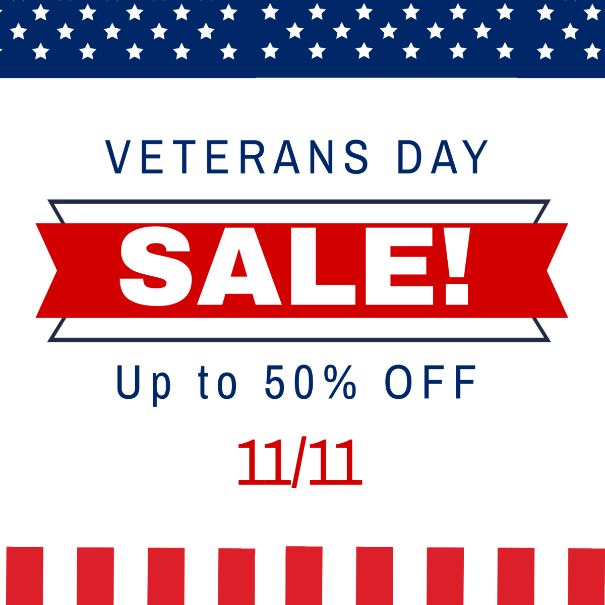 Veterans Day Sale Vector Template
