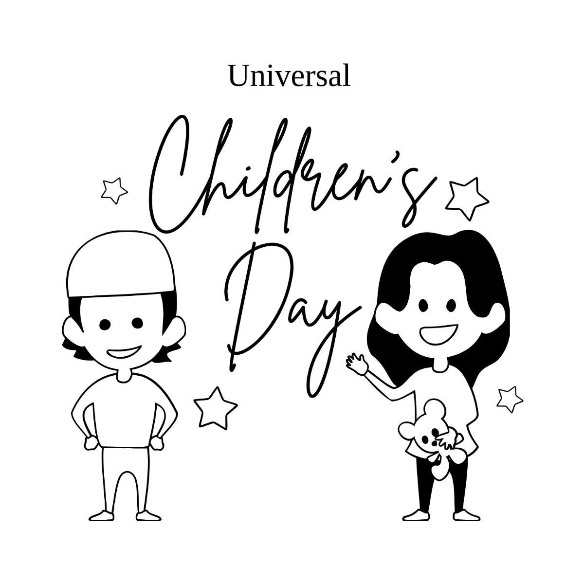 Universal Children’s Day Drawing Vector Template