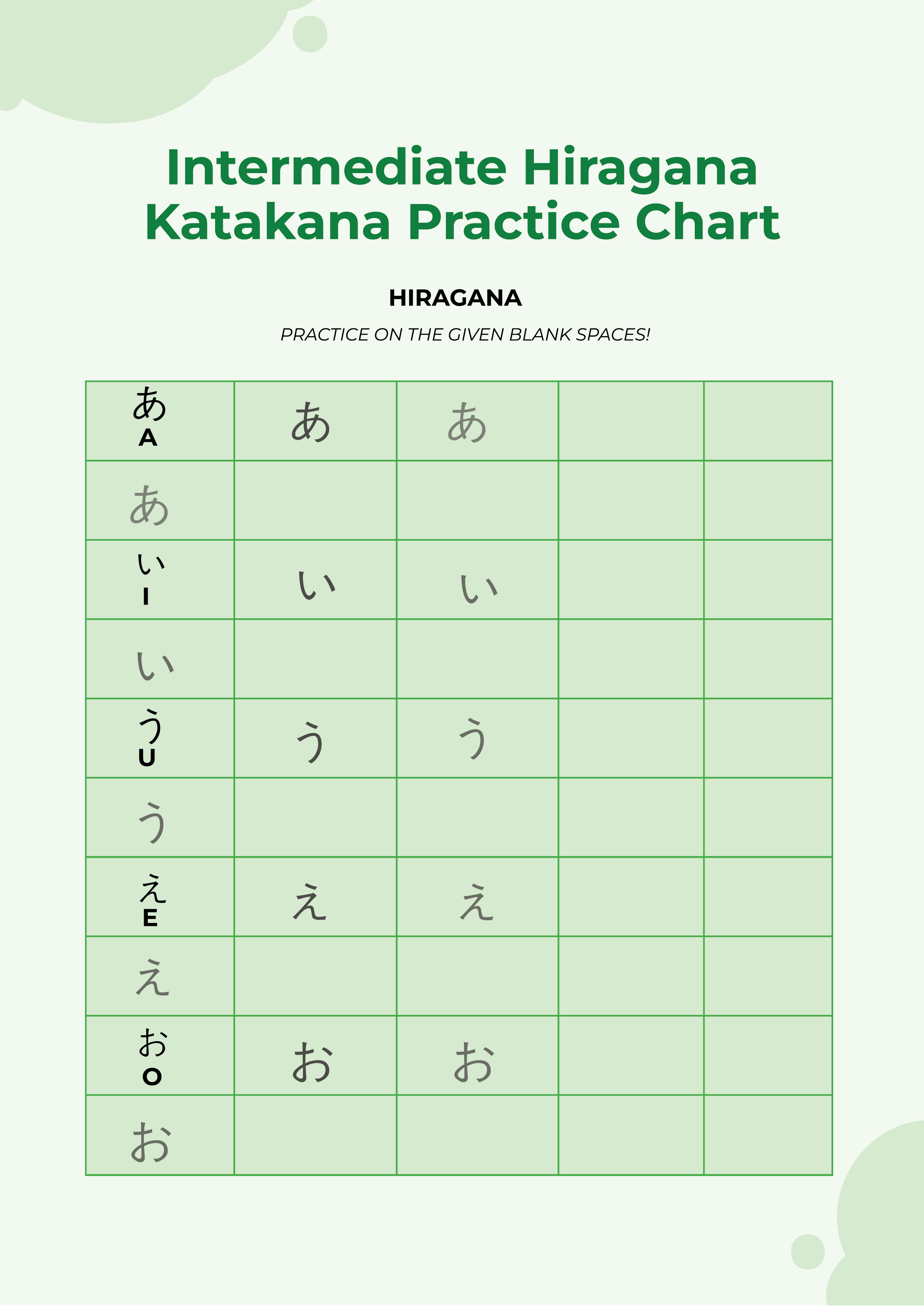 FREE Hiragana Katakana Chart Template Download In PDF Illustrator 