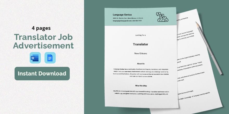 Translator Job Advertisement Template
