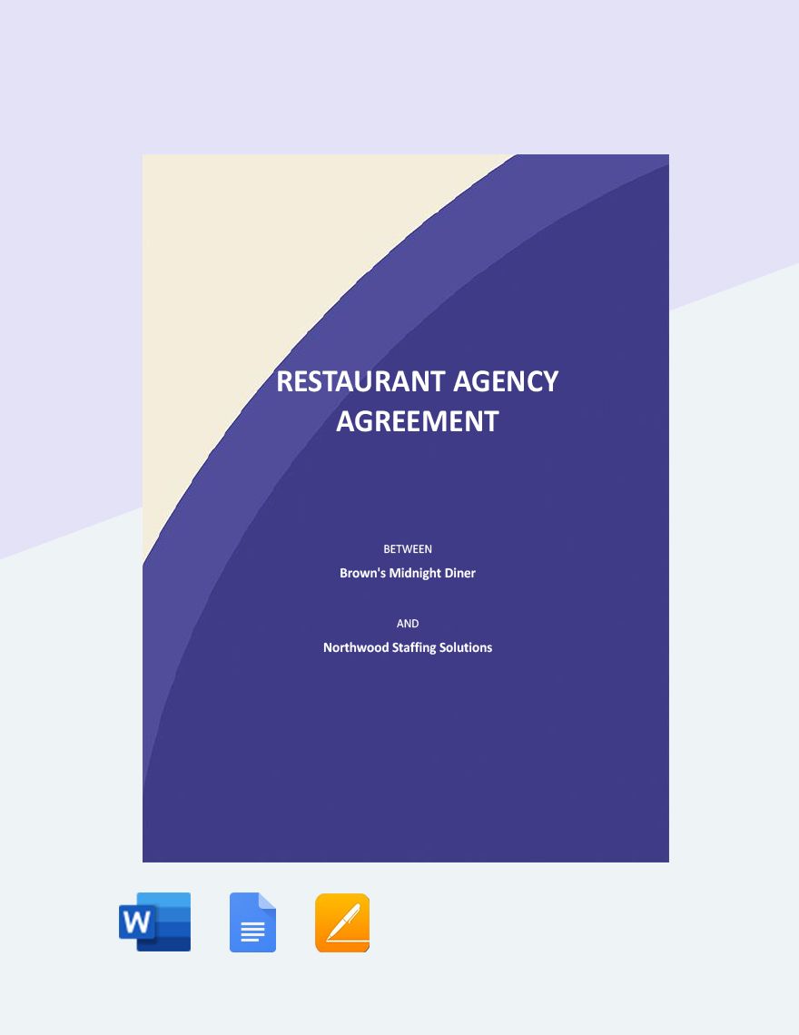 Restaurant Agency Agreement Template