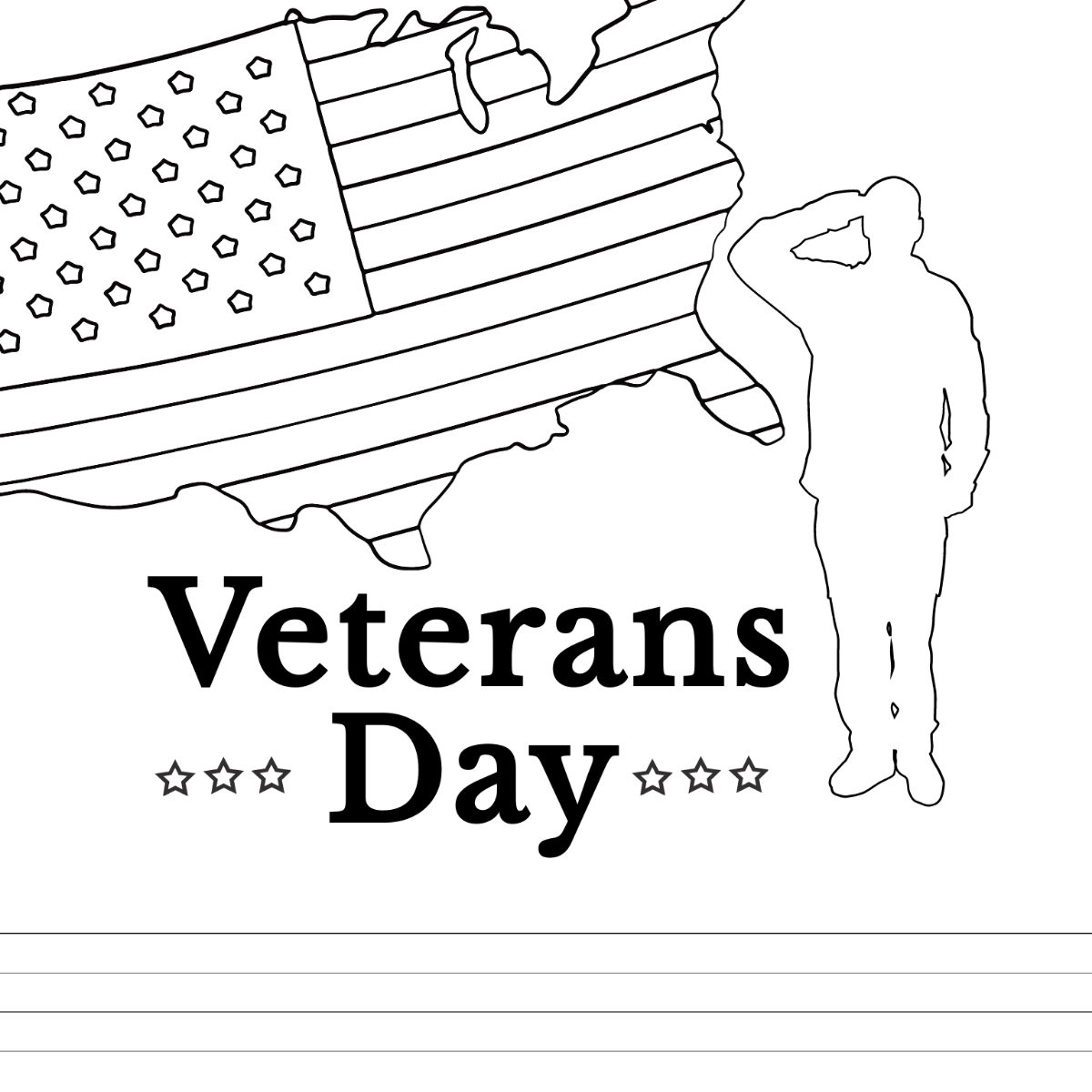 Veterans Day Color Drawing Template