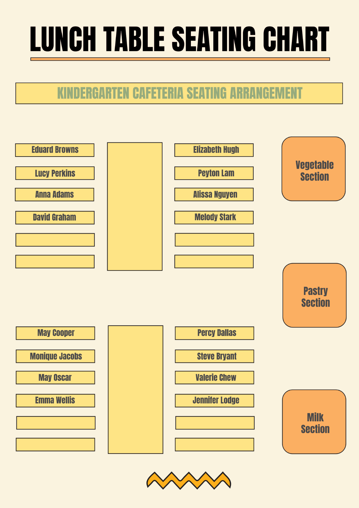 Lunch Table Seating Chart Template