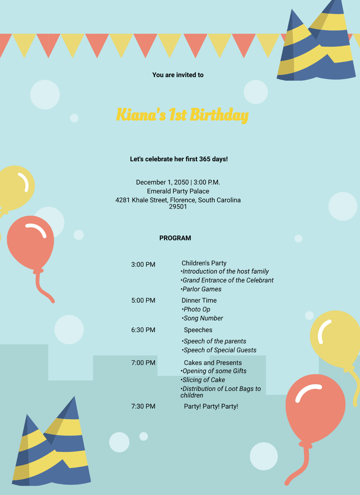 Free Birthdays Party Program Template