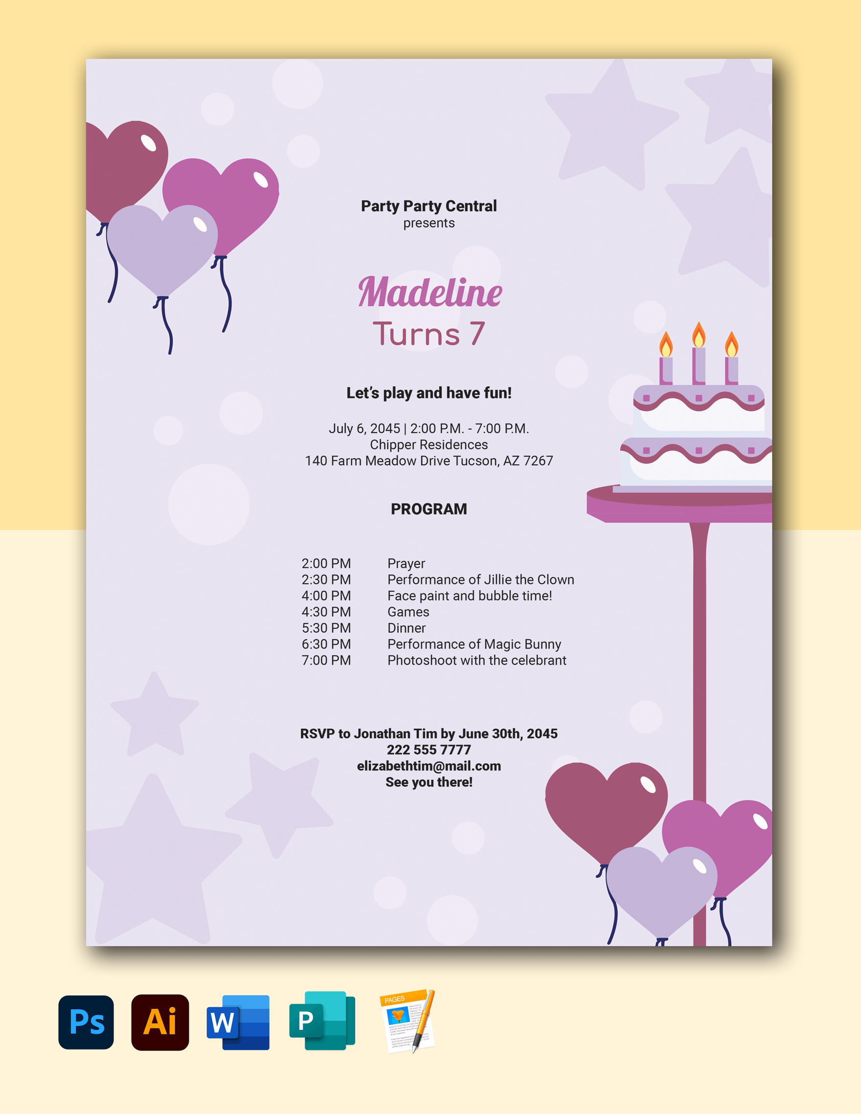 Kid Birthday Program Template in Word, Illustrator, PSD, Apple Pages