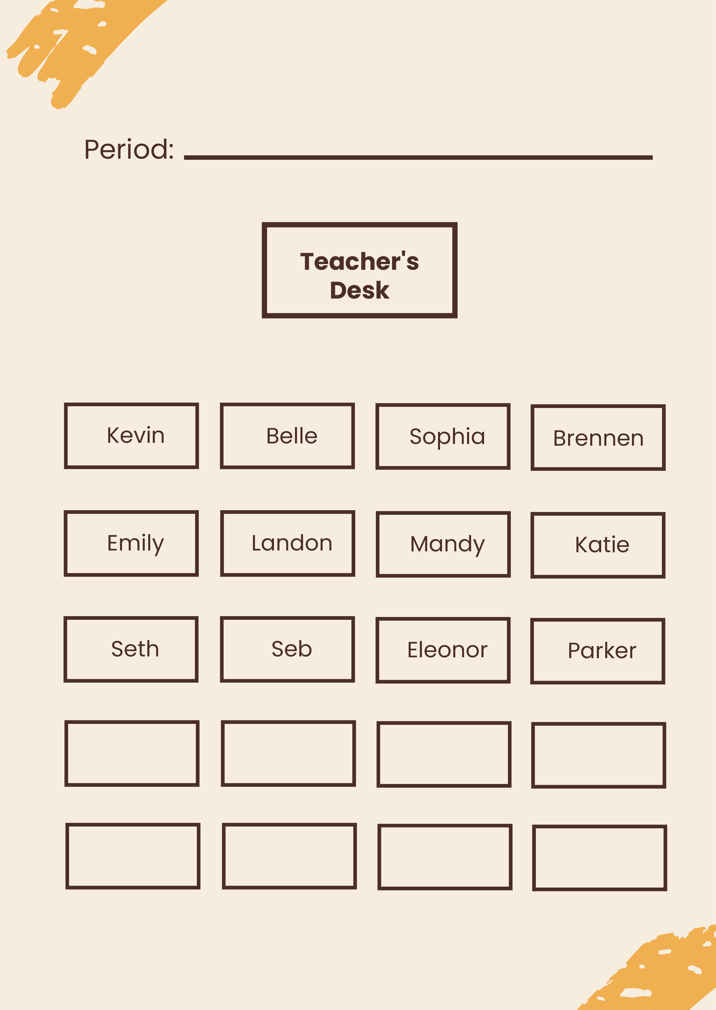 Classroom Seating Chart - Download in PDF, Illustrator | Template.net