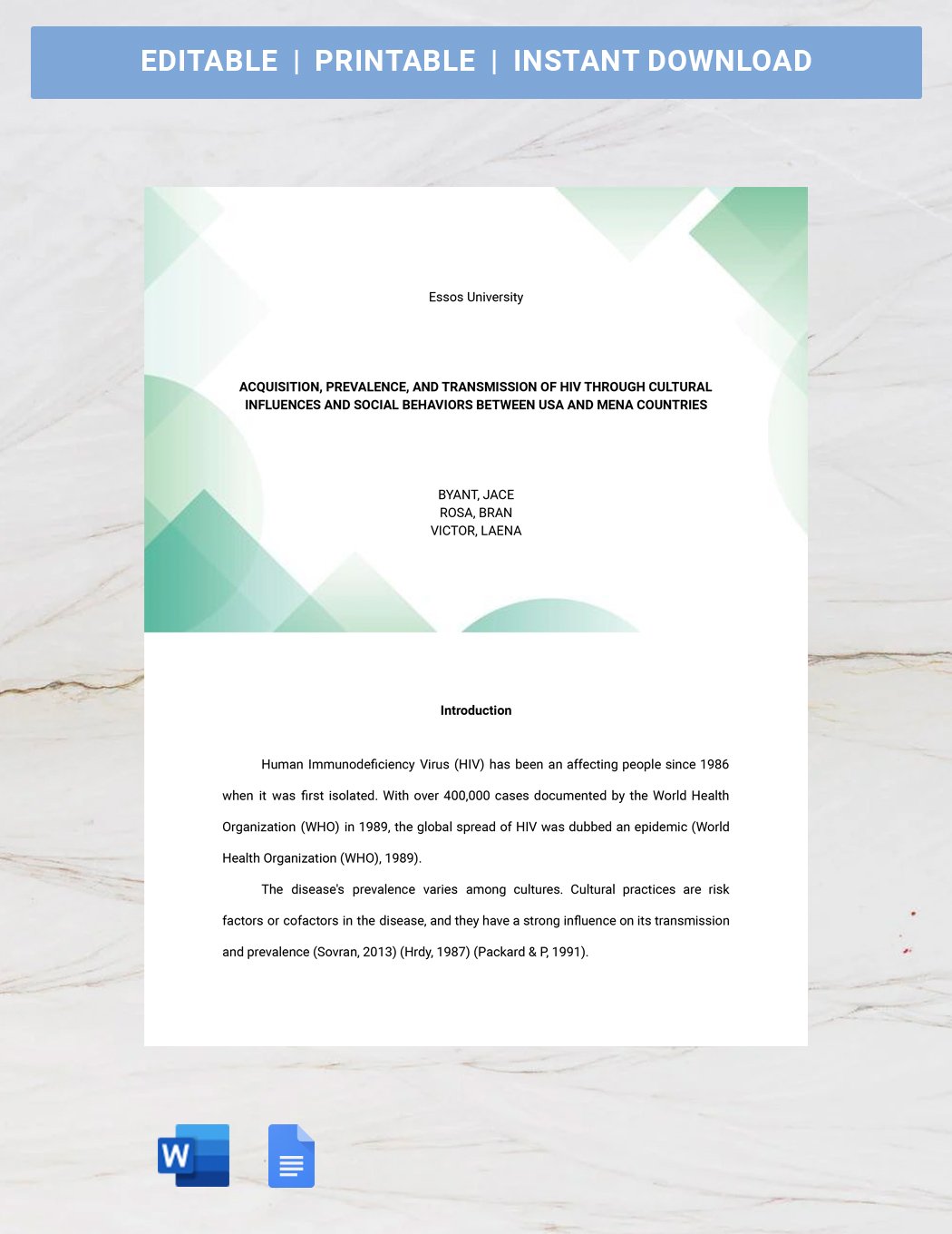 research paper format template