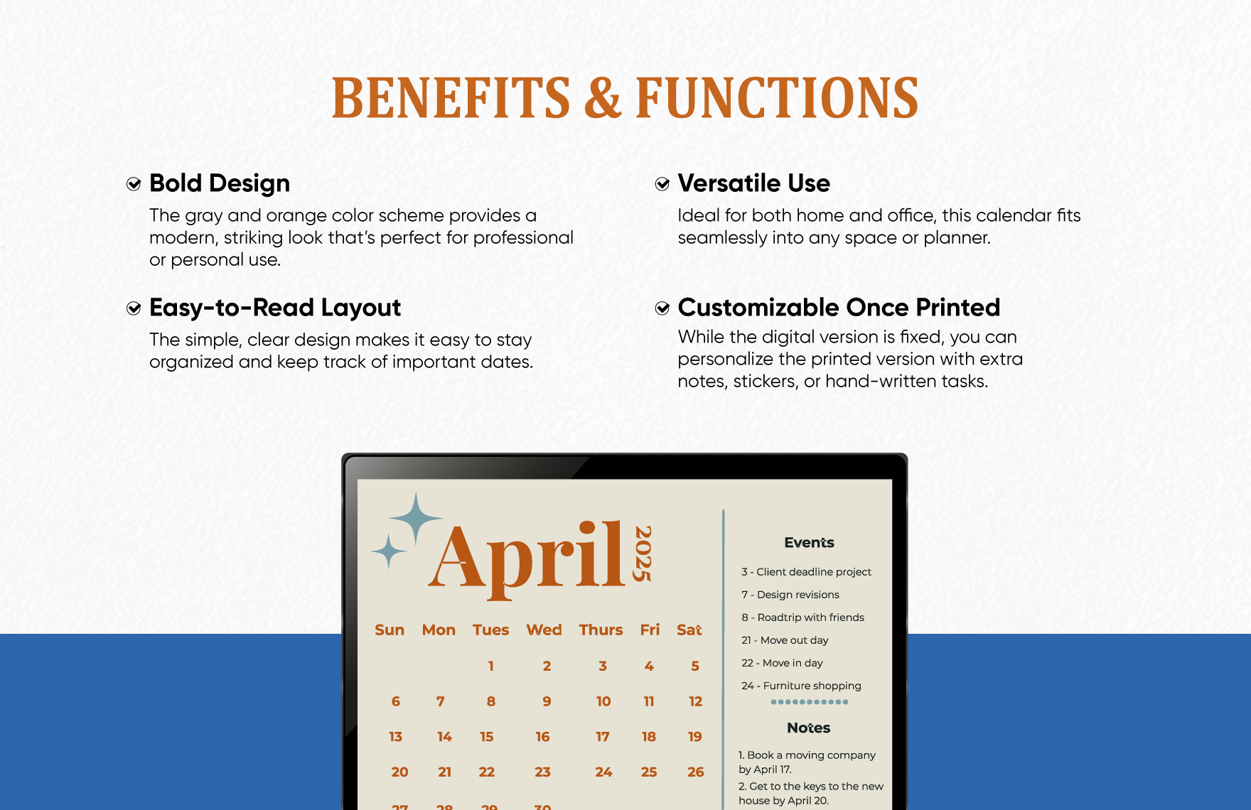 Simple April 2025 Calendar Template